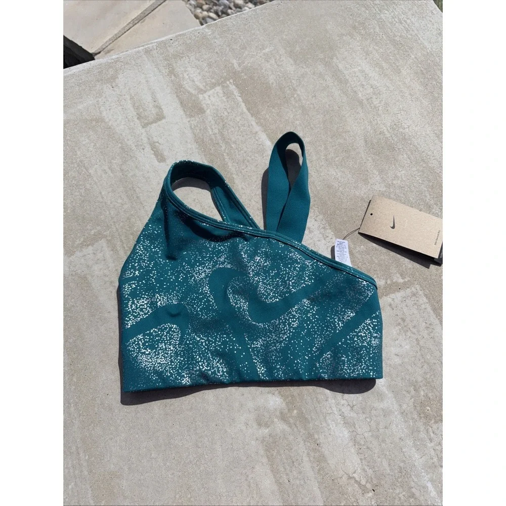 NIKE Swoosh Sports Bra. Teal & Grey/Silver. Size XS . Orig. $52. NEW With Tags